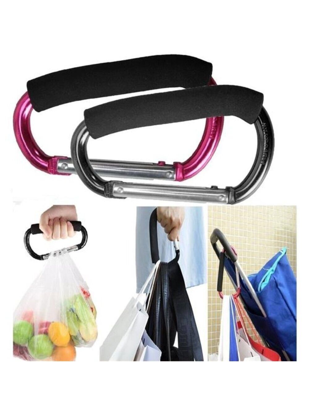 Stroller Hooks Large Carabiner Clips For Diaper Bag Purse Shopping Bags